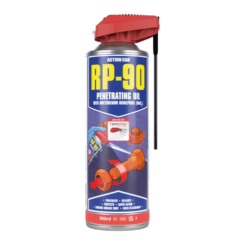Action Can RP-90 penetrating lubricating oil 500 ml aerosol – industrial maintenance spray UAE